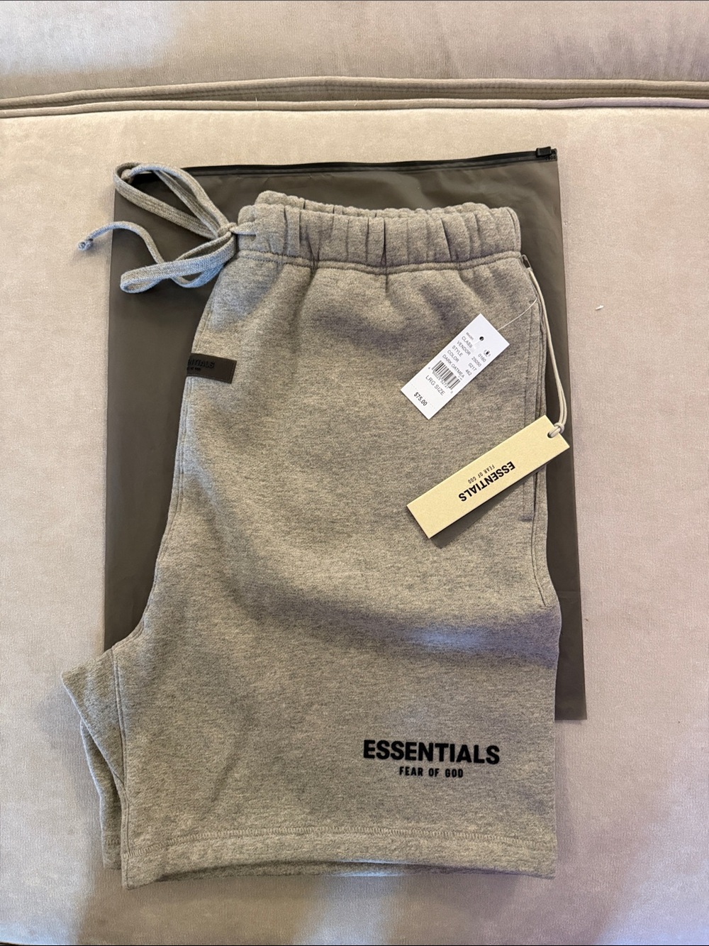Essentials Dark Oatmeal Grey Sweatshorts with Logo Tag